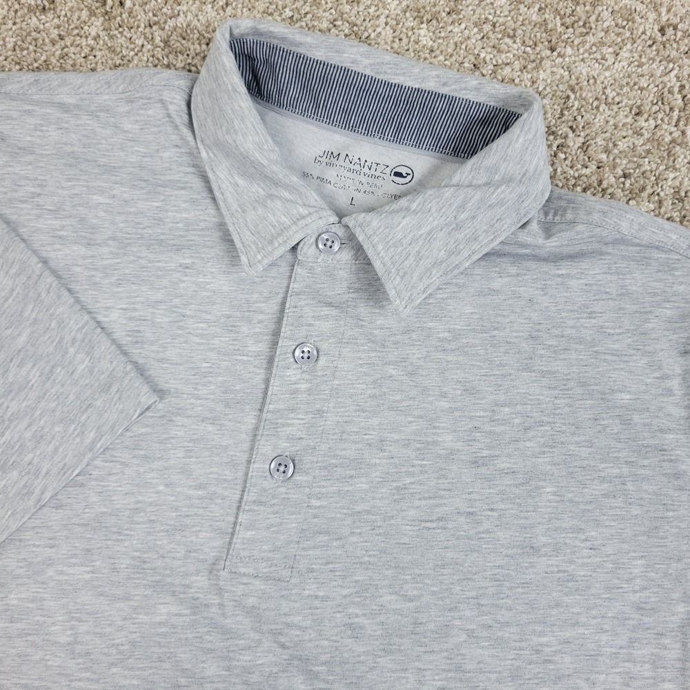 Vineyard Vines Jim Nantz Mens Large Solid Gray Performance Stretch Polo SS